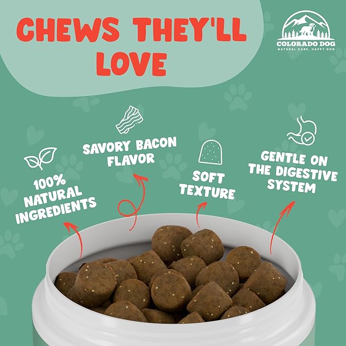 100% Natural Flea & Tick Prevention for Dogs, Chewable – Made in USA Bacon Flavor Soft Chews – Dog Flea & Tick Treatment Control – Oral Pill Repellent Alternative for All Breeds (120 Ct)