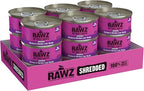 Rawz Natural Premium Shredded Canned Cat Wet Food - Grain Free Made with Real Meat Ingredients No BPA or Gums - 3oz Cans - 18 Count (Chicken & Chicken Liver)