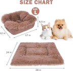 SCENEREAL Self Warming Cat Bed, Heated Cat Bed Mat for Cats Small Dogs, 2 in 1 Soft Plush, Washable Pet Pad for Indoor Outdoor Kitten Puppy, Brown 28" x 24"