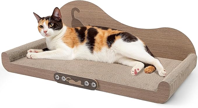 NATUYA Cat Scratcher Cardboard Lounge Bed, 24 Inch Large Cats Scratching Board Couch, Durable Cat Scartch Pad for Indoor Cats