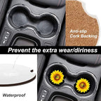 Ceramic Cup Holders Car Coasters for Women/Men,Cute Love Pattern Absorbent Drink Cup Car Holder Coasters with A Finger Notch 2.56" Pack of 2,Sunflower Dog Paw