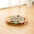 Cat Scratching Board with 4 Cat Bell Balls Toys and Spring Mouse Toy, Cat Scratcher Pad for Indoor Cats, Cat Scratcher Cardboard, Durable, Cat Self Groomer, Stable and Non-Slip, Eco-Friendly Wood