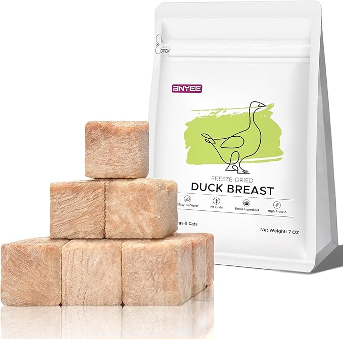 7 OZ Freeze Dried Duck Breast Treats for Dogs Cats, High Protein Raw Pet Food Topper, Single Fresh Ingredient Treats, Rawhide Free