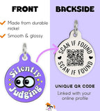 Personalized QR Code Dog Tags - Choose from 25+ Tag Designs - QR Code Links to Your Profile - Unique, Cute, Funny, Sassy Pet ID Tag (Silently Judging, Large (1.25 inch))