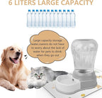 1.58 Gallon Automatic Dog Water Bowl Dispenser - Staltwo Premium Pet Water Dispenser with Non-Slip Mat, Large Capacity Water Feeder for Cats and Dogs, BPA-Free, 1.58 Gallon Grey