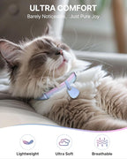 Cat Collar with QR Code Name Tag, Breakaway Kitten Collar for Boy & Girl Cats, Ultra Soft Elastic Adjustable Band, Safety Break Away Buckle, Comfortable & Secure Pet ID Collar (6"-12"), Iridescent