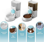Hanging Cage Automatic Food Water Dispenser, Detachable Auto Gravity 1L Self-Feeding Feeder and Waterer Set, Crate Auto Feeder Dish for Puppy Cats Ferret Bunny Guinea Pig Small Pets (Blue)