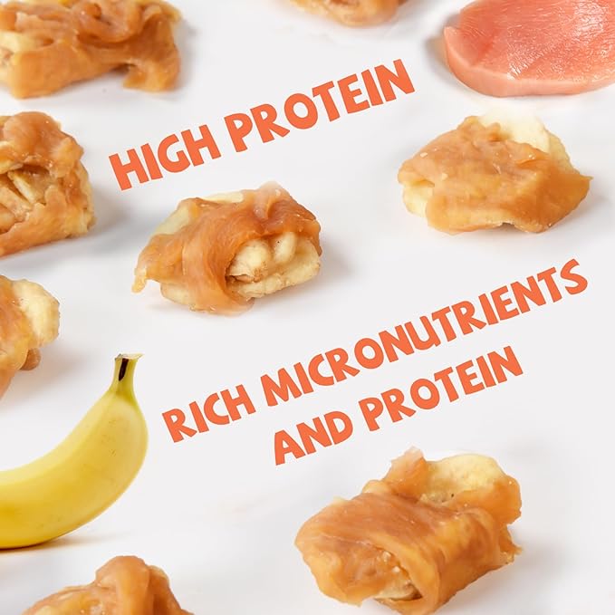 Dog Treats Chicken Wrapped Banana Slices with 1% Taurine, Healthy Training Snacks Rich in Natural Fiber, Rawhide-Free Grain-Free Soft Chews for Small Medium Dogs, 10.6 oz