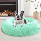 JOLLYVOGUE Calming Dog & Cat Bed for Small Dogs, Anti-Anxiety Donut Cuddler Cozy Soft Round Bed with Anti-Slip Bottom, Fluffy Faux Fur Plush Cushion Beds for Small Medium Dogs (27")
