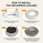 Cave Dog Bed with Blanket Donut Round Plush Cozy Cat Pet Bed for Puppy Machine Washable Removable Cover Cat Anti-Slip Bottom Gray 26X26X8 inch