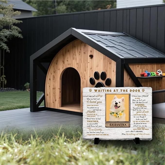 Personalized Pet Memorial Stone, Custom Dog Memorial Gifts for Loss of Dog with Photo Name Date, Dog Remembrance Gift, Loss of Dog Sympathy Gift for Dog Cat Lovers (Quote 5)