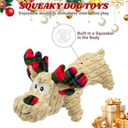 Dog Toys Squeaky Interactive Puppy Teething Chew Toy Stuffed PP Cotton Crinkle Sound Paper Tail,Deer Shape for Large Medium Small Breeds Indoor Outdoor Play