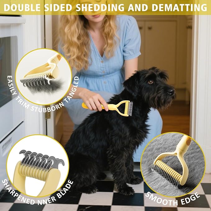 12 Piece Bath Grooming Kit for Pets - Dog Bath Brush Kit Slicker Hair Brush Set with Pet Nail Clipper and File Comb for Shedding Bathing