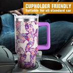 Goldendoodle Gifts for Women Dog Lovers 40 oz Floral Golden Doodle Tumblers with Handle and Straw, Stainless Steel Vacuum Insulated Travel Coffee Mug Cup Water Bottle