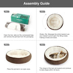 Love's cabin Round Donut Cat and Dog Cushion Bed, 20in Pet Bed for Cats or Small Dogs, Anti-Slip & Water-Resistant Bottom, Super Soft Durable Fabric Pet beds, Washable Luxury Cat Dog Bed Brown Stripe