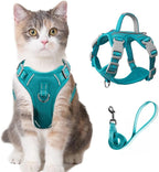 Cat Harness and Leash Set for Walking Escape Proof for Small Large cat Kitten Harness with ID tag Pocket (Blue,S)