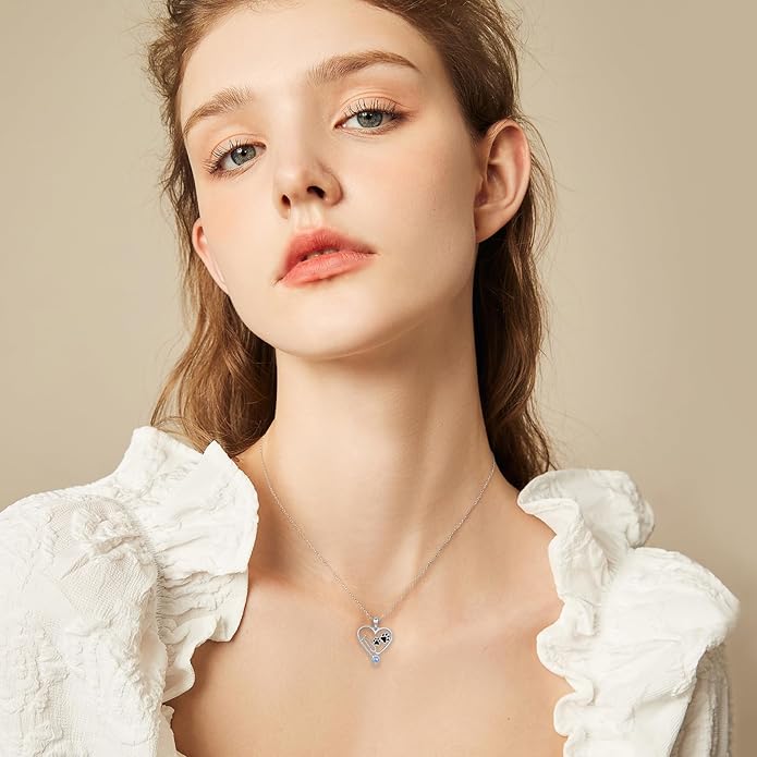 Birthstone Veterinary Stethoscope Necklace 925 Sterling Silver Nurse Vet Pendant with Dog Paw Nurse Jewelry Gifts for Veterinarian Nurse Women Veterinarian Gifts