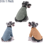 Dog Sweater, 3 Pack Dog Sweaters for Small Dogs Girl Boy, Ultra Soft Warm Puppy Clothes Dog Coat for Winter (Lt Blue+Olive+Brown, Medium)