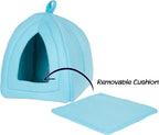 Cat House - Indoor Bed with Removable Foam Cushion - Pet Tent for Puppies, Rabbits, Guinea Pigs, Hedgehogs, and Other Small Animals by PETMAKER (Blue)