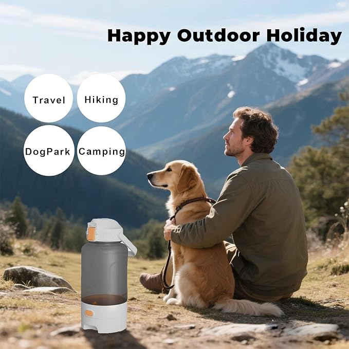 52oz Dog Water Bottle Portable - Travel Dog Water Bowl - Camping, Walking (White)