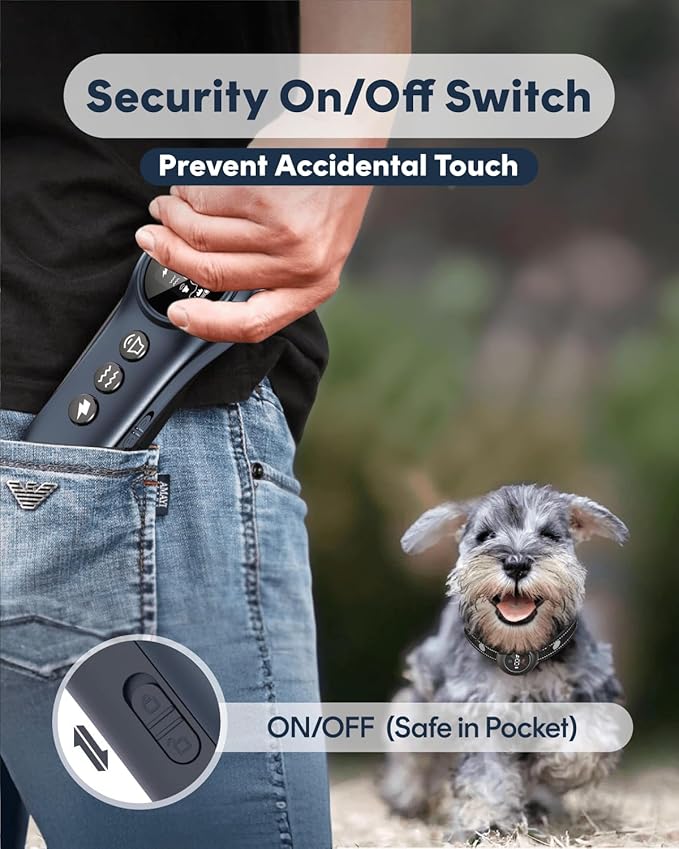 2 in 1 Bark Collar & Dog Shock Collar with Remote Control for Large & Medium Dog 10–150 lbs– 3300FT, IP67 Waterproof E-Collar for Dogs Training with 5 Sensitivity Levels & Security Lock