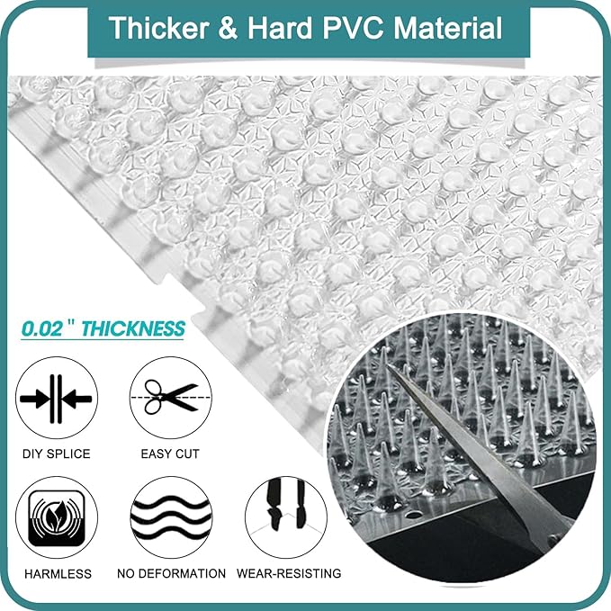 14 Pack Cat Deterrent Outdoor/Indoor Scat Mat, Pet Deterrent Training Mats, Keep Cats/Dogs Away Plastic Mats with Spikes, 23 Sq.ft, 16 x 13 Inches