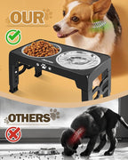 Elevated Dog Bowls, Dog Feeder with Stainless Steel Dishes & Slow Feeder Bowl, 5 Heights Adjustable Raised Stand for Medium Large, Food Dishes with Non-Slip Feet