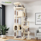 Globlazer Giant Cat Tree, 83 inch Cat Tree for Indoor Cats Large Adult, XXL Cat Tower with 9 Scratching Posts for 20lb+ Heavy Duty Large Adult Cats, F83, Beige