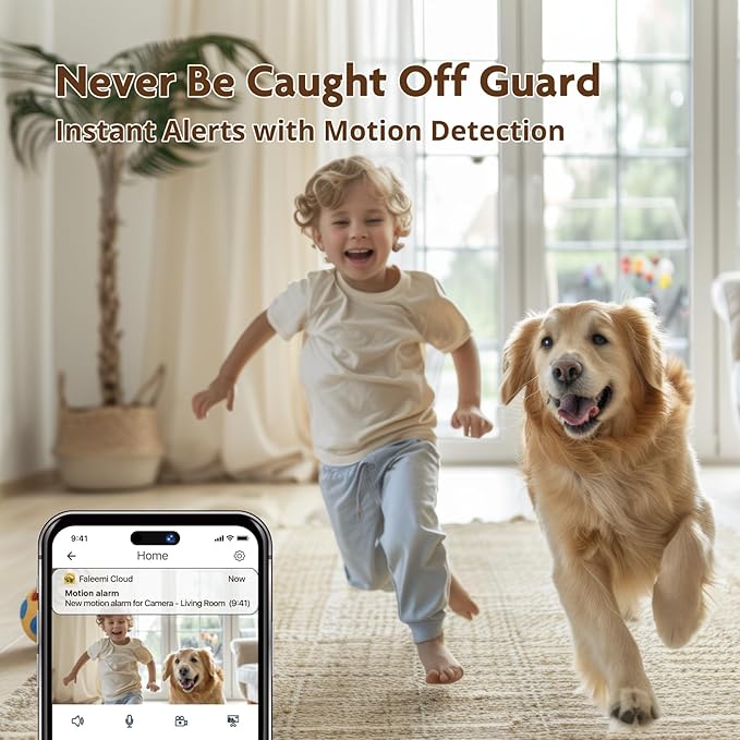 2K Pan/Tilt Indoor WiFi Security Camera with Motion Detection & Auto Tracking, Night Vision, 2-Way Audio, Siren, SD/Cloud Storage (1, Black)