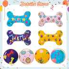 SCENEREAL Dog Birthday Party Gift Squeaky Dog Toys - 4 Packs Pet Plush Toy Durable Cute Bone Interactive Dog Stuffed Toys with Squeaker Chew Toys for Small Medium Dogs Puppies (Bone Pattern)