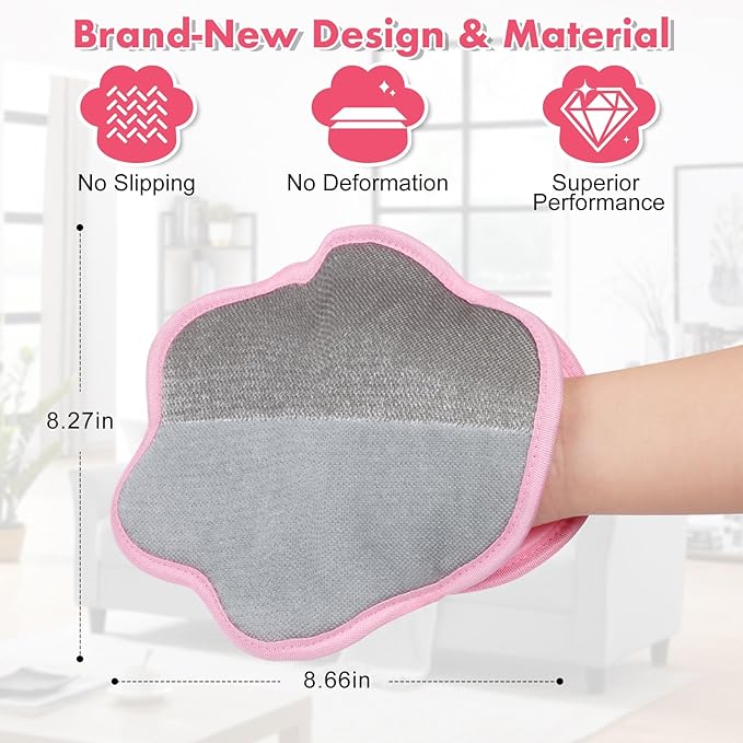 New-Craft Pet Hair Removal Glove | Anti-Static, Reusable | for Dogs & Cats | Works on Pet Beds, Carpets, Sofas, Car Seats, Hair-Prone Clothes (Pink) (Pink)