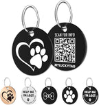 MYLUCKYTAG Stainless Steel QR Code Dog Tags - Scan QR for Instant Pet Location Alert Email
