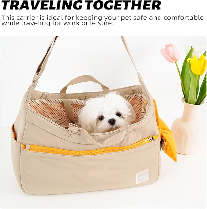 Soft and Comfortable Pet Carrier and Business Backpack with Strong Support - Ideal for Business, Travel, and Outings with Small Dogs and Cats (Kahki,15.7" L x 5.5" W x 9.8" H，up to 16lbs