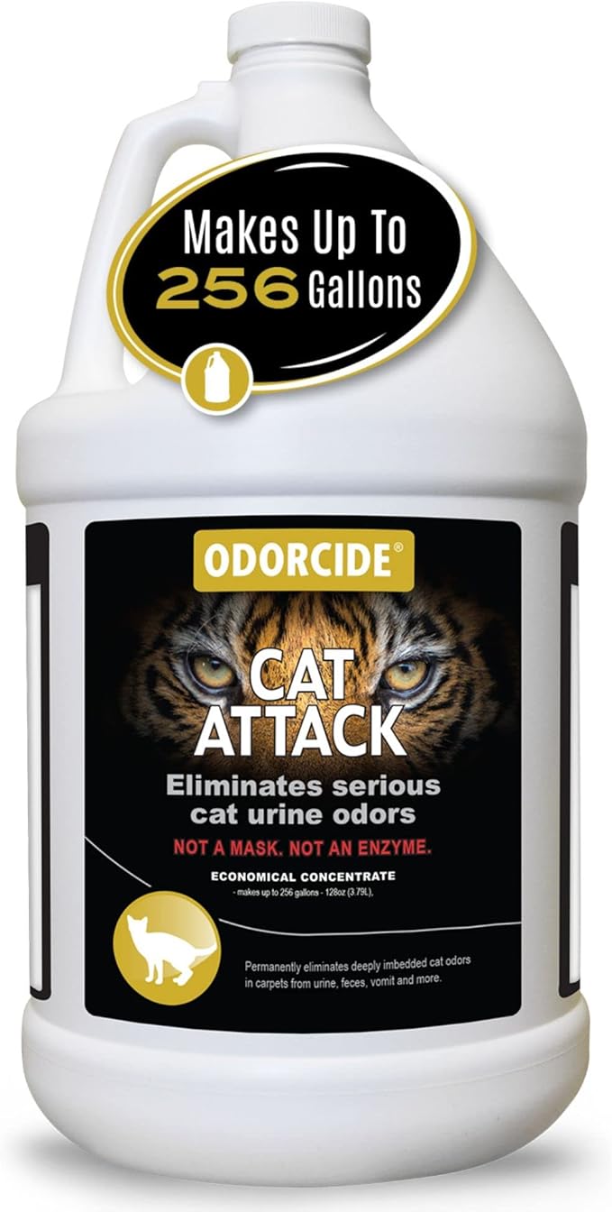 Odorcide Cat Attack Concentrate - Cat Urine Remover for Carpet & Upholstery - Litter Box Odor Eliminator