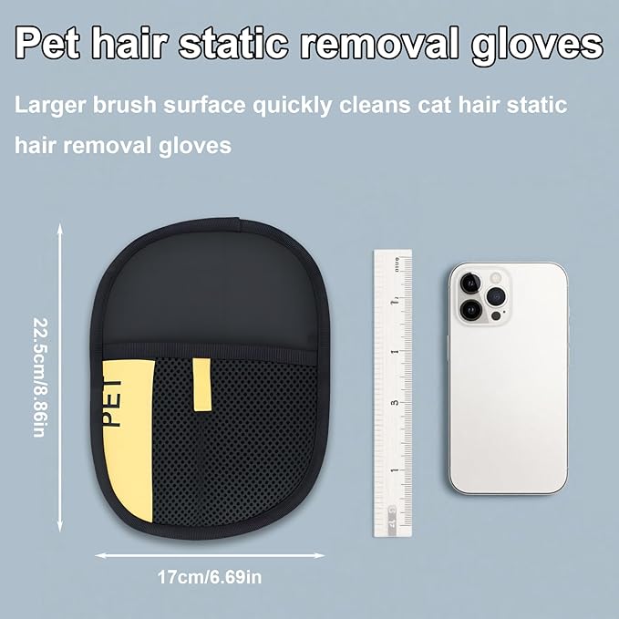 2pcs Pet Hair Removal Gloves for Dogs & Cats, Reusable Double Size Electrostatic Pet Grooming Gloves Washable Cat Hair Remover for Furniture Couch Carpet Car Seat