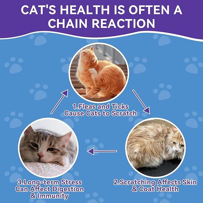 Flea and Tick Prevention for Cats - Cat Flea Treatment with Skin & Coat Support, 500 Crunchy & Creamy Chews, Oral Natural Flea Chewables for Gut & Immunity Support for All Breeds & Ages Chicken Flavor