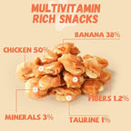 Dog Treats Chicken Wrapped Banana Slices with 1% Taurine, Healthy Training Snacks Rich in Natural Fiber, Rawhide-Free Grain-Free Soft Chews for Small Medium Dogs, 10.6 oz