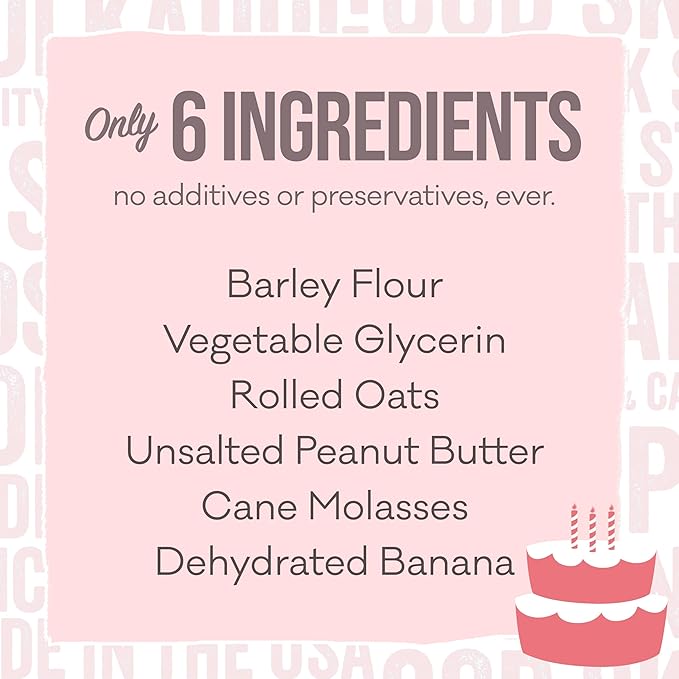 Polkadog Premium Healthy Dog Birthday Treat - Soft, Chewy & Vegan Treats - New England Peanut Butter and Banana Small Batch Recipe - Perfect Training Size, Ideal for Any Occasion | Cake Batter Flavor