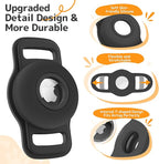 Airtag Dog Collar Holder: 3 Pack Soft Silicone Air Tag Holder for Pet Dogs Cats Collar, Sturdy AirTag Dog Tracker Protective Case, Pet Friendly Accessories Compatible with Apple Airtag, Black