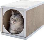 Cat Scratcher Tunnel, Cardboard cat House, Scratching Post for Indoor Cats, 360 Degree Comfort, Durable Design, Odor-Free, Easy Assembly, Perfect for Playful Kittens and Adult Cats, White