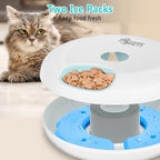 Ownpets 6 Meals Automatic Cat Feeder for Wet/Dry Food, with 2 Ice Packs, Programmable Timed Pet Feeder, Cordless Rechargeable Battery Auto Feeder for Cats/Small Dogs