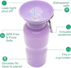 Springer Dog Water Bottle | Portable Travel Water Bottle Dispenser for Dogs | Dog Gift Seen on Oprah's Favorite Things, Shark Tank | Leak-Proof Bottles Fill Bowl with Water | BPA-Free 22oz Lilac