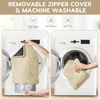 4 Pack Self Warming Cat Bed Pad Self Heating Cat Dog Mat with Fluffy Faux Fur Plush Cat Calming Bed Thermal Cat Mat Washable Pet Pad Anti Slip Bottom for Outdoor Indoor Pets (Camel,16" X 20")