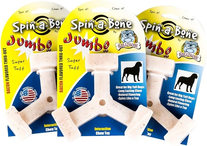 Bullibone Nylon Dog Chew Toy Spin-a-Bone - Interactive Dog Toy, Triggers Natural Instincts, and Improves Oral Health