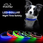 PcEoTllar Light up Dog Collars Rechargeable, LED Dog Collar Night Walking, Waterproof Flashing Glow in The Dark Dog Collars, Adjustable Dog Lights for Large Small Medium Dogs Blue-m