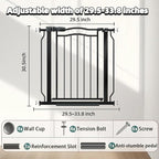 29.53"-33.85" Mornyray Auto-Close Baby Gate Extra Wide, Pressure Mounted Dog & Pet Gate for Stairs Doorways, No Drill Safety Barrier with Lace Design, Metal Child Proof Gate Indoor Outdoor, Black
