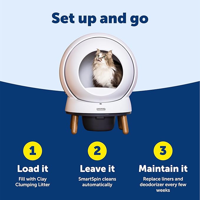 PetSafe ScoopFree SmartSpin Self-Cleaning Litter Box Bundle – Advanced Odor Control – App Controlled – Up to 2 Weeks of Hands-Free Cleaning – Includes Litter Mat, 50 Waste Bin Liners, 4 Deodorizers