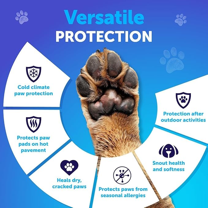 Dog Paw Balm - Lick Safe Snout Soother - Moisturizies, Soothes & Nourishes Irritated Paw Pads and Dry Nose - Protects from Cracks & Wounds - Dog Feet Balm with Waxes, Oils, Butter, Extracts - 2.1 Oz