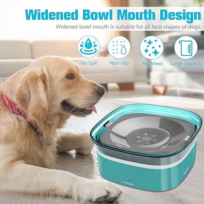 UPSKY 70oz Dog Water Bowl 2L No Spill Dog Bowl Large Capacity Spill Proof Slow Water Feeder, No Splash Dog Bowl Pet Water Dispenser Vehicle Carried Travel Slow Drinking Bowl for Messy Drinkers, Cats