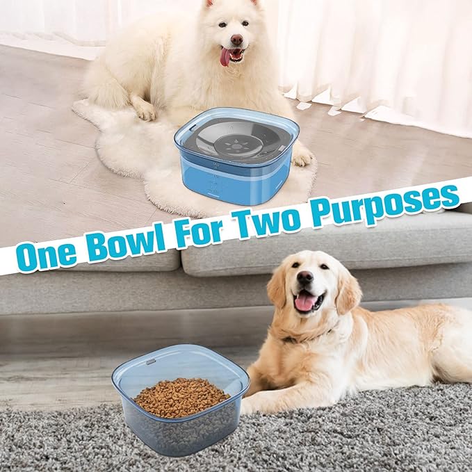 UPSKY 70oz Dog Water Bowl 2L No Spill Dog Bowl Large Capacity Spill Proof Slow Water Feeder, No Splash Dog Bowl Pet Water Dispenser Vehicle Carried Travel Slow Drinking Bowl for Messy Drinkers, Cats